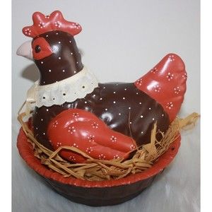 Vintage Hen & Bowl Set 1976 Brown & Orange GUC